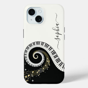 Coque Case-Mate iPhone Touches de piano noir et blanc Notes de musique Mo