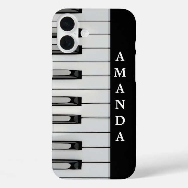 Coques Case-Mate iPhone Touches de piano verticales avec nom personnalisé (Verso)