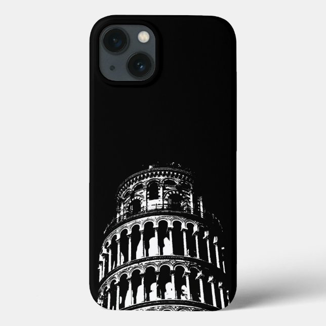 Coques Case-Mate iPhone Tour blanche noire de Pise Italie (Verso)