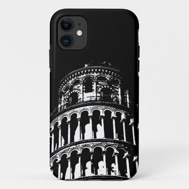 Coques Case-Mate iPhone Tour blanche noire de Pise Italie (Dos)