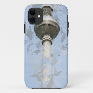 Coque iPhone 11 Tour de télévision de Berlin Art abstrait Allemagn