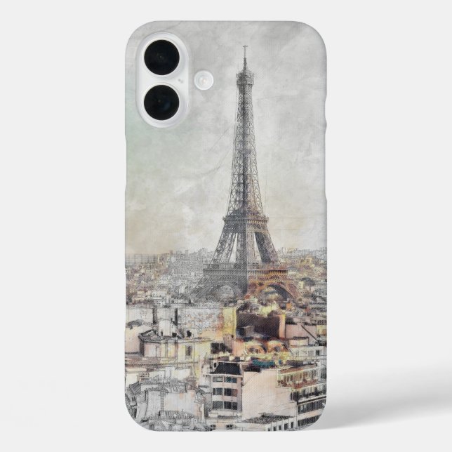 Coques Case-Mate iPhone Tour Eiffel à l'aquarelle Paris – Monument Embléma (Verso)