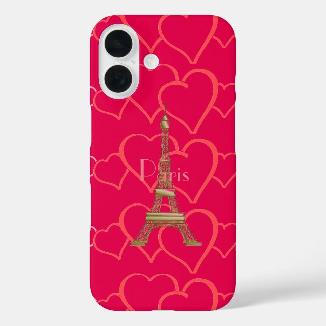 Coques Case-Mate iPhone Tour Eiffel Amour Cœur Rose Paris (Verso)