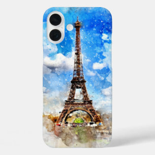 Coque Pour iPhone 16 Plus Tour Eiffel aquarelle