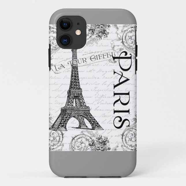 Coques Case-Mate iPhone Tour Eiffel en noir et blanc (Dos)