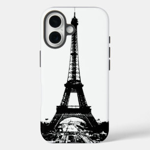 Coques iPhone 16 Tour Eiffel noir et blanc
