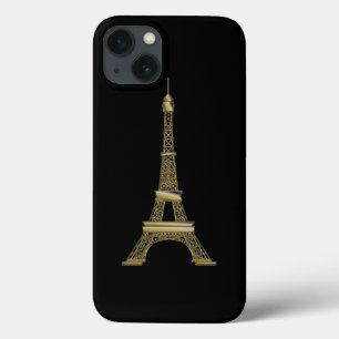 Etui iPhone 13 Tour Eiffel noir et or français