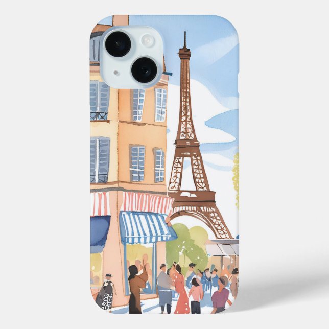 Coques Case-Mate iPhone Tour Eiffel Paris France | Aquarelle européenne (Verso)