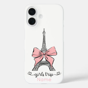 Coque Pour iPhone 16 Tour Eiffel Tour Eiffel & Bow Rose