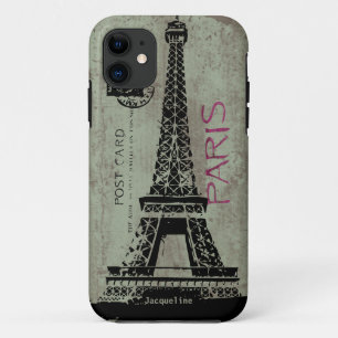 Coques Pour iPhone Tour Eiffel vintage de carte postale de Paris