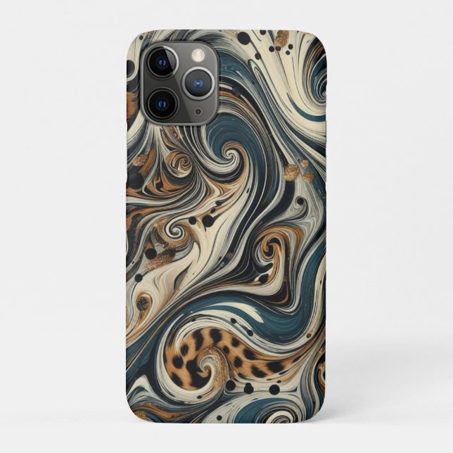 Coques Case-Mate iPhone Tourbillon Imprimé Léopard Abstrait (Dos)