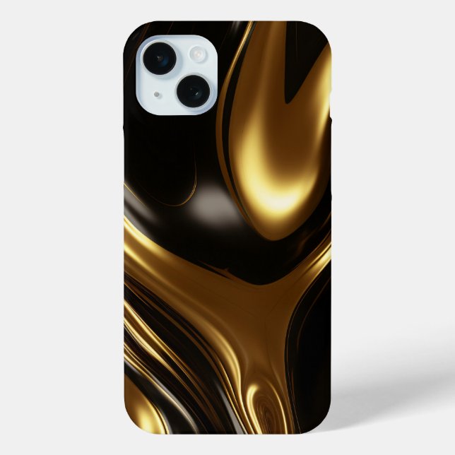 Coques Case-Mate iPhone Tourbillon métallique brillant d'or liquide (Verso)
