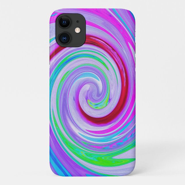 Coques Case-Mate iPhone Tourbillon Rouge Groovy Abstrait sur Fond Violet e (Dos)