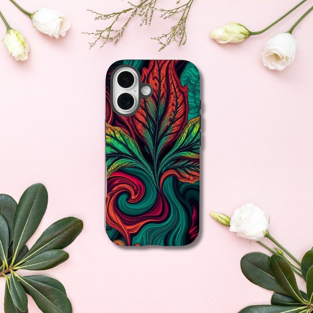 Coques Case-Mate iPhone Tourbillon Tropical Feuille Abstraite (Créateur téléchargé)