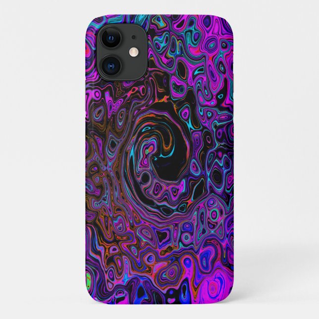 Coques Case-Mate iPhone Tourbillonnement Liquide Rétro Noir et Magenta (Dos)