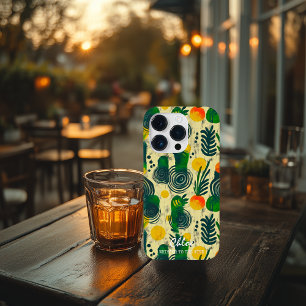 Coque Case-Mate iPhone Tourbillons botaniques et feuilles avec nom person
