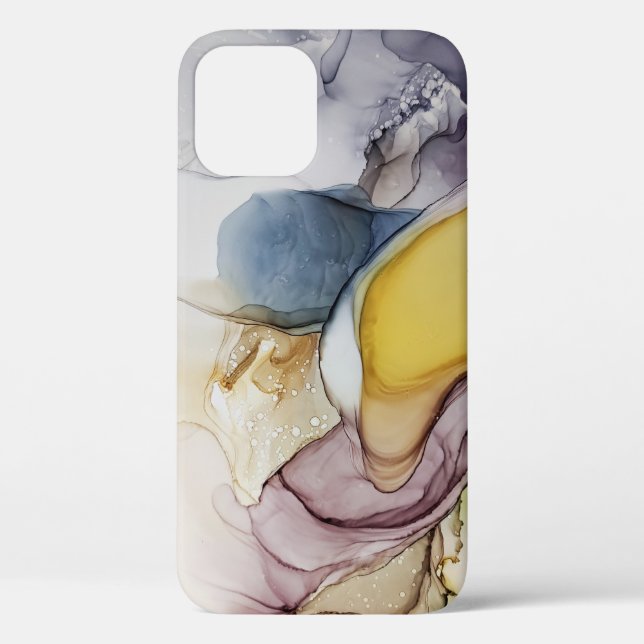 Coques Case-Mate iPhone Tourbillons d'encre d'alcool, teinte jaune, abstra (Verso)