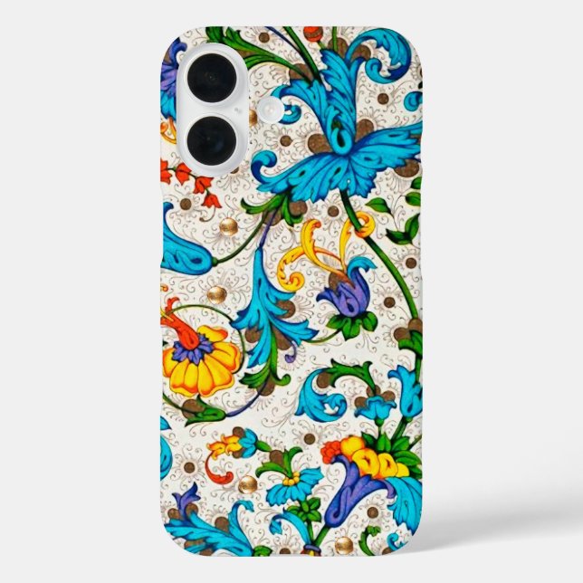COQUES Case-Mate iPhone TOURBILLONS FLEURS BLEUS FLORENTINS RENAISSANCE,FL (Verso)