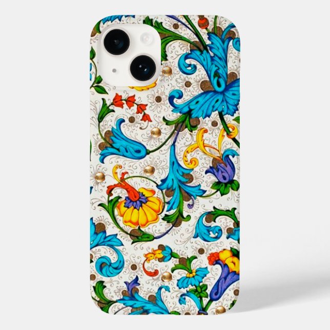 COQUES Case-Mate iPhone TOURBILLONS FLORAUX BLEUS DE LA RENAISSANCE FLOREN (Verso)