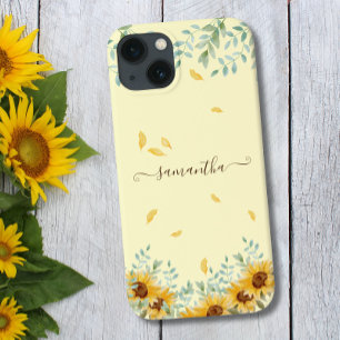 Case-Mate iPhone Case Tournesol Aquarelle Florale Nom du script