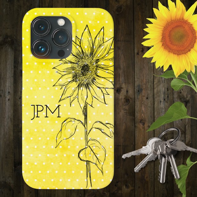 Coques Case-Mate iPhone Tournesol Dessiné À La Main Jaune Style Country (Créateur téléchargé)