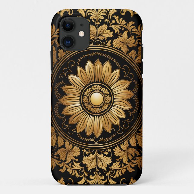 Coques Case-Mate iPhone Tournesol d'or dans Ornate Baroque (Dos)