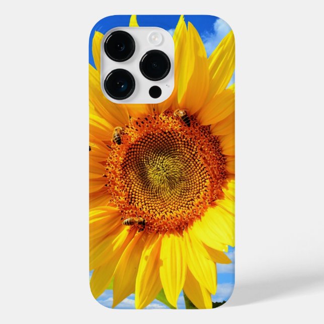 Coques Case-Mate iPhone Tournesol et abeilles sur le ciel bleu Cadeau coqu (Verso)