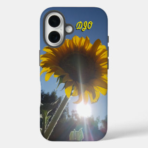 Coque Pour iPhone 16 Tournesol et Soleil brillant et vos initiales