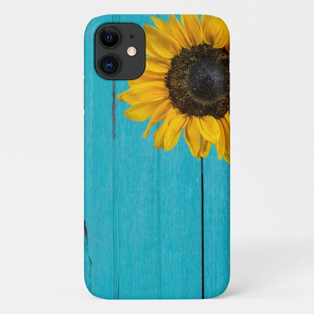 Coques Case-Mate iPhone tournesol jaune sur bois (Dos)