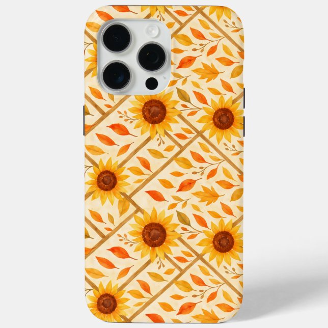 Coques Case-Mate iPhone Tournesol rétro et aquarelle rustique (Verso)