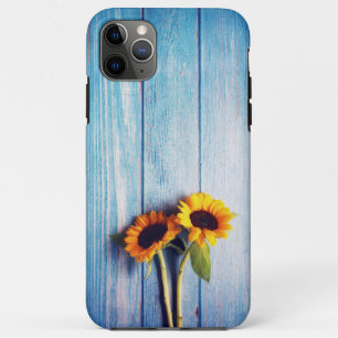 Case-Mate iPhone Case Tournesol sur Mur en Bois Bleu