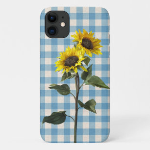 Case-Mate iPhone Case Tournesols à carreaux bleu et blanc