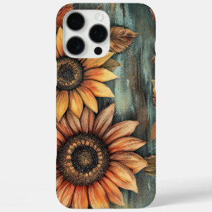 Coque iPhone 16 Pro Max Tournesols Automne Feuilles Médias Mixtes