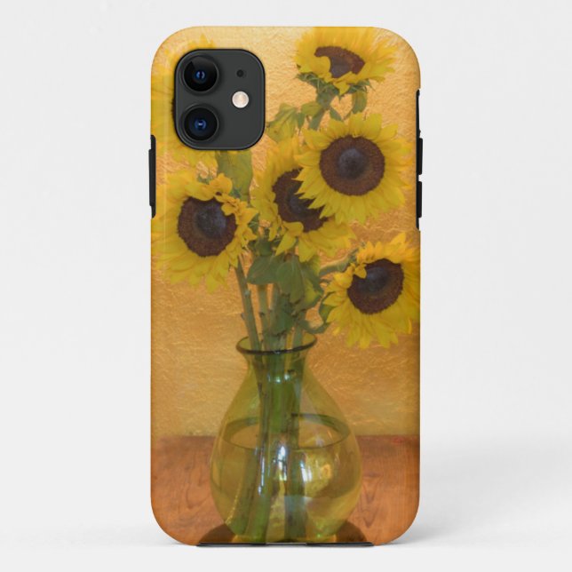 Coques Case-Mate iPhone Tournesols dans un vase sur la table 2 (Dos)