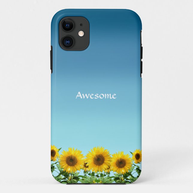 Coques Case-Mate iPhone Tournesols élégants sur fond bleu ciel (Dos)