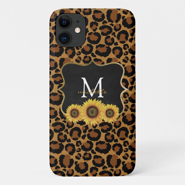 Coques Case-Mate iPhone Tournesols et léopards personnalisés (Dos)