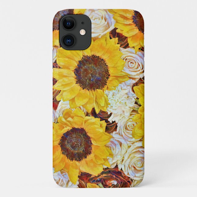Coques Case-Mate iPhone Tournesols et Rose Flower Art Téléphone (Dos)