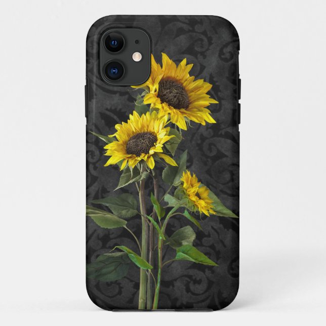 Coques Case-Mate iPhone Tournesols sur Damas (Dos)