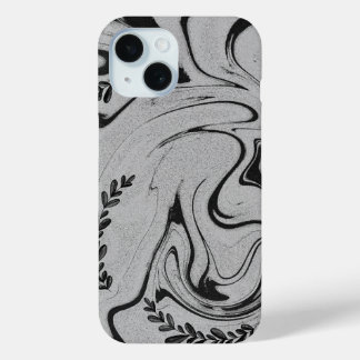 Coque Case-Mate iPhone Tournure de feuille de marbre noir et blanc élégan