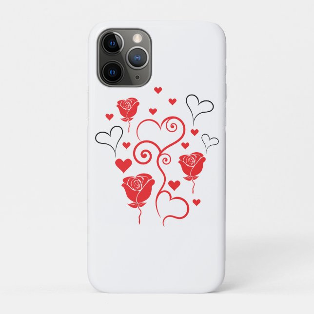 Coques Case-Mate iPhone Tournures de cœurs et de roses (Dos)