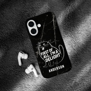 Coque Pour iPhone 16 Tout d'abord, je suis un chat noir rugissant ravis