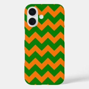 Coque Pour iPhone 16 Tout sur Chevron Imprimer Kelly Green et Orange