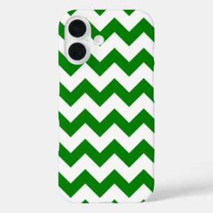 Coque Pour iPhone 16 Tout sur Chevron Imprimer Kelly Vert et Blanc