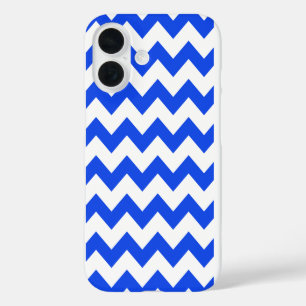 Coque Pour iPhone 16 Tout sur Chevron Imprimer Zags blanc et bleu Zig