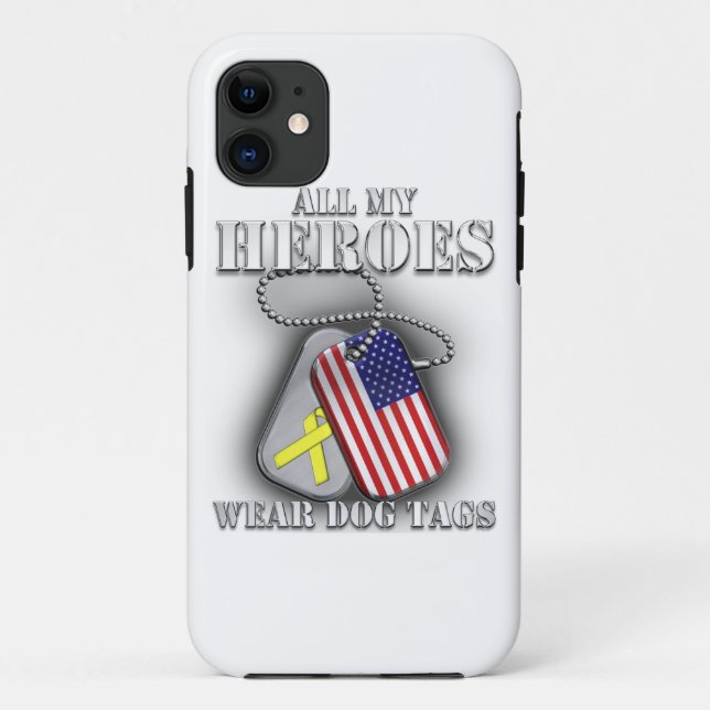 Coques Case-Mate iPhone Toutes mes étiquettes de chien d'usage de héros (Dos)