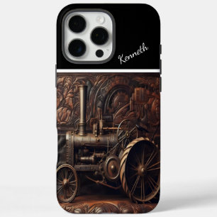 Coque iPhone 16 Pro Max Tracteur antique en cuir