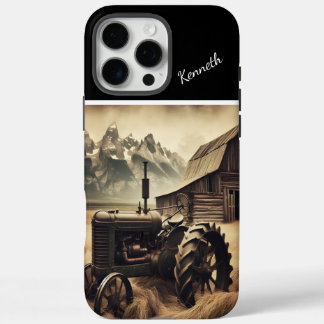 Coque iPhone 16 Pro Max Tracteur rustique dans Mountain Valley