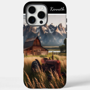 Coque iPhone 16 Pro Max Tracteur rustique sous des pics neigeux