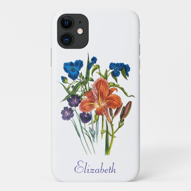 Coques Case-Mate iPhone Tradescantie et hémérocalle personnalisées (Dos)