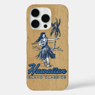 Coque iPhone 16 Pro Tradewinds Hawaiian Island Hula Girl Faux Wood